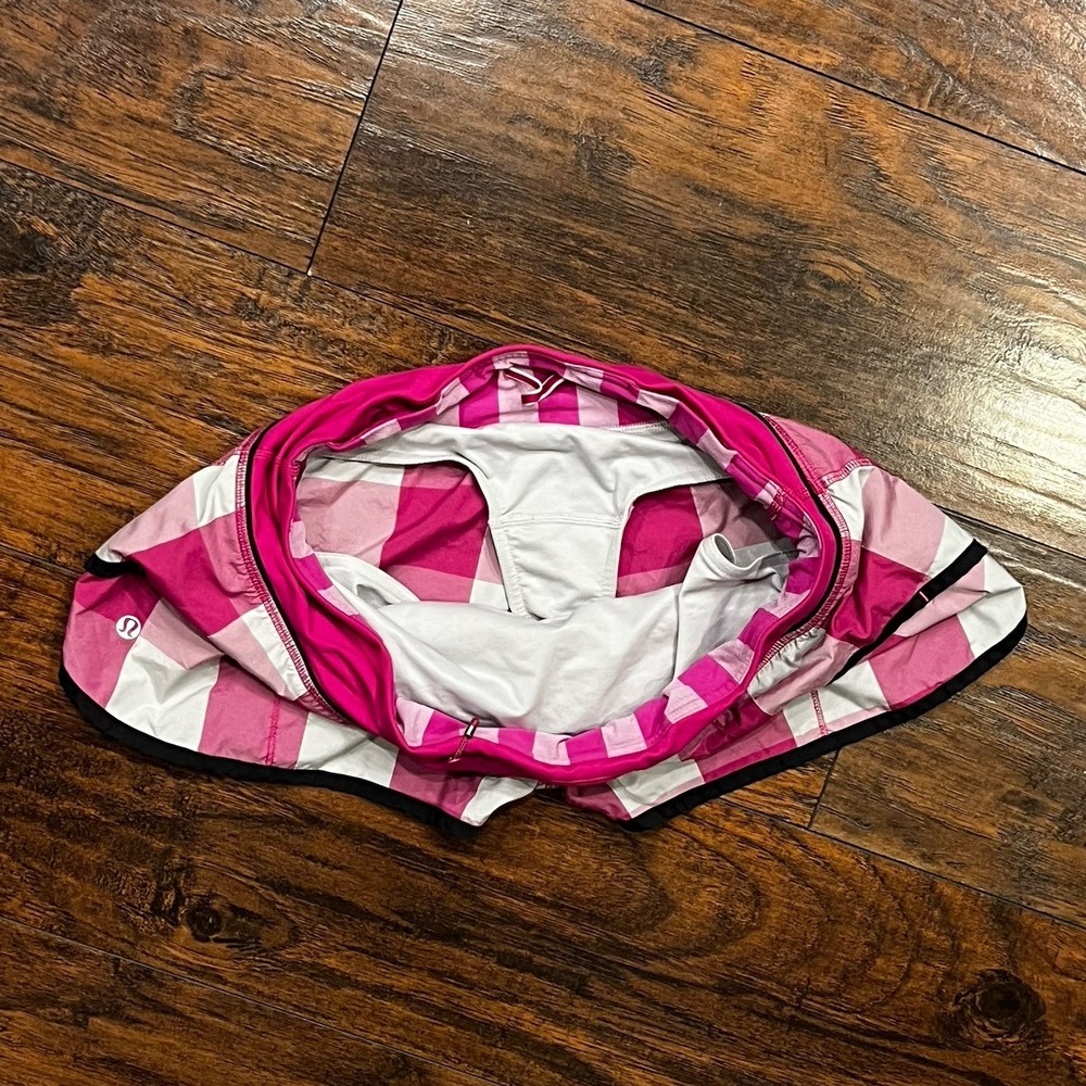 Lululemon Run Speed Short Gingham Check Reflective Swiftly Raspberry Size 8 - Picture 9 of 11